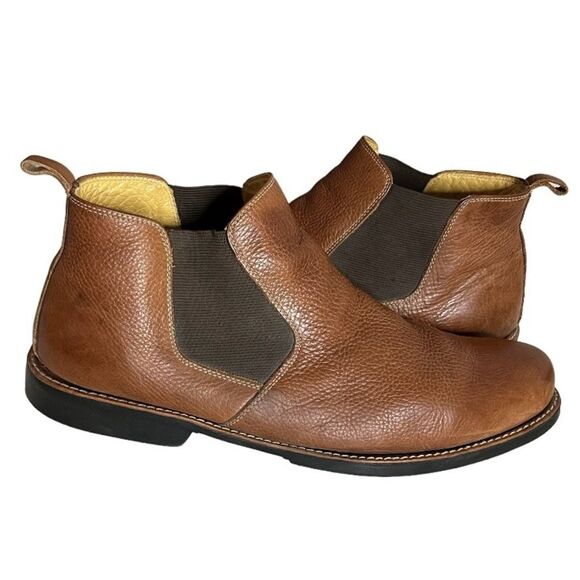 SANDRO Chelsea Boots Ankle Boots Peanut Brown Textured Leather Mens 13 D - Picture 1 of 8